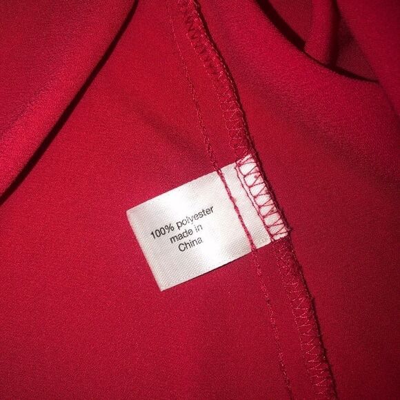 Lane Bryant Womens Plus Size 22/24 Red Split Back‎ Button Blouse Christmas D1 - Picture 4 of 5
